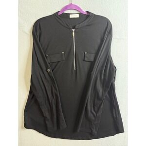 Bulotus Tunic Top Women's 3X Long Sleeve Quarter Zip Pockets‎ Roll Tab
